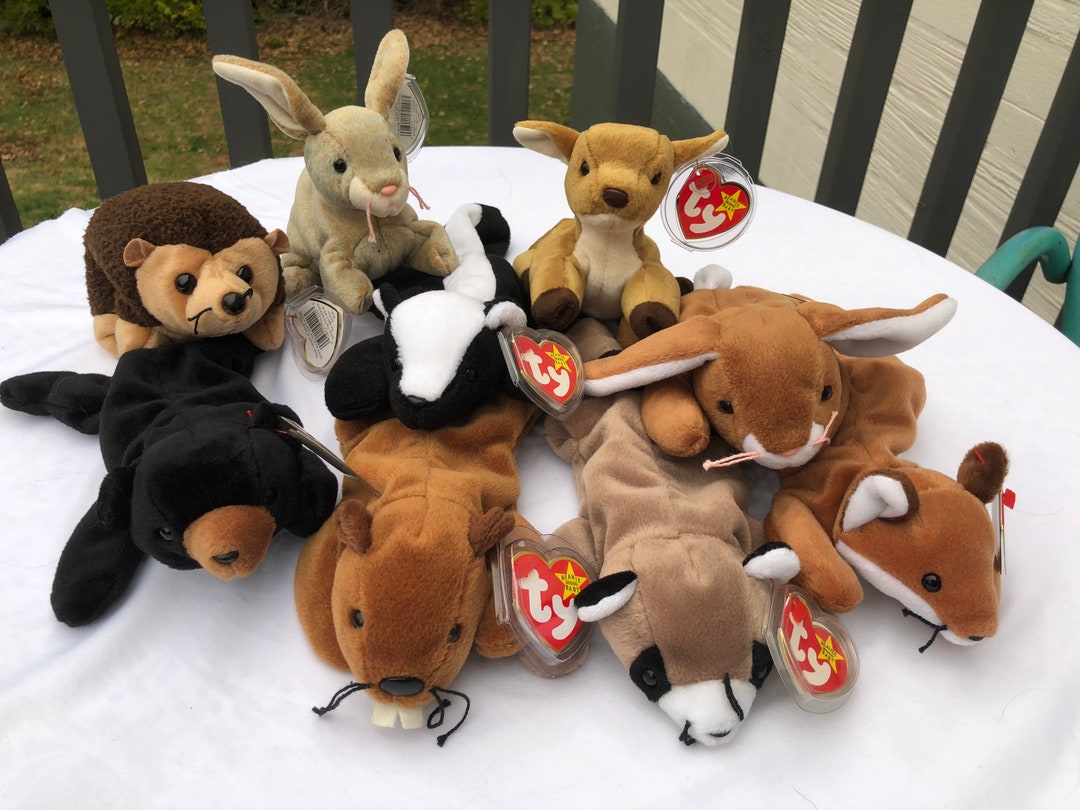Ty Beanie Babies Choice of Woodland Creatures Whisper Ringo Sly Nibbler Prickles Blackie Bucky Ears Etsy