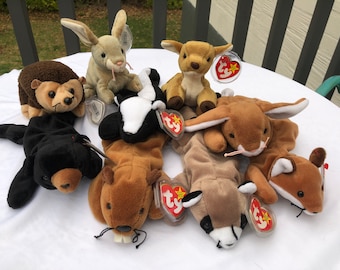 Vintage Ty Beanie Babies: 90s Woodland Creatures with Tags