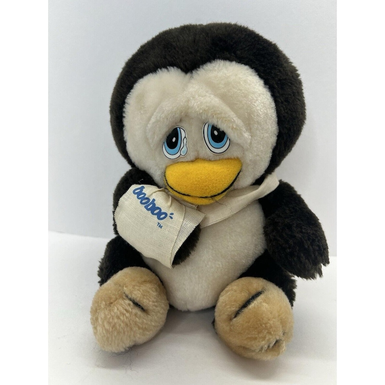 Vintage 1983 Boo Boo Penguin Applause Plush Cast on Broken Wing, Tear