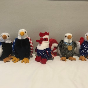 Ty Beanie Babies Choice of American Bird, Eagle, Chicken