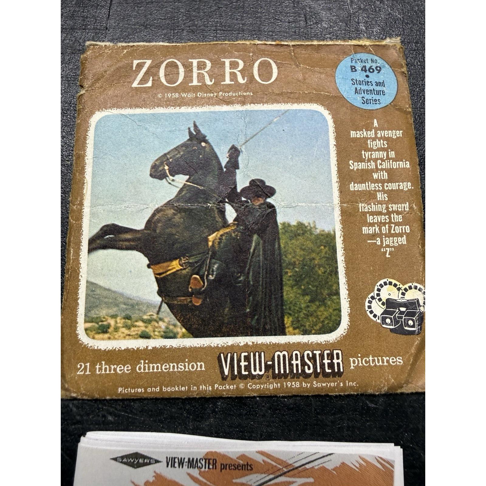 Vintage 1958 Walt Disney Zorro View Master Packet 3 Reel Set