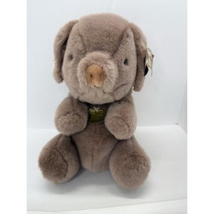 Vintage Gund 1980 Hamlet the Pig Stuffed Animal Plush 14&quot; Mauve Satin Ears Tags