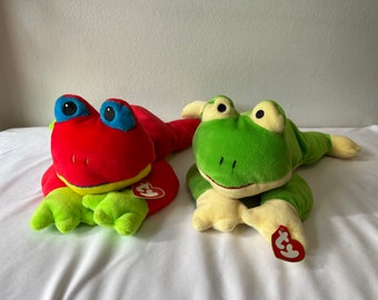 Ty Pillow Pals Choice of Frog, Ribbit Green or Red