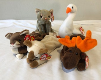 TY Beanie Babies Choice of Cats and Misc Animals, Chocolate, Snip, Scat, Gracie, Pounce