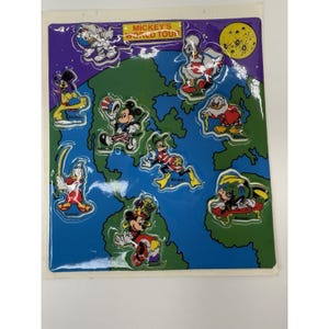 Vintage Walt Disney Productions Puffy Stickers Mickey Mouse Mickeys World Tour