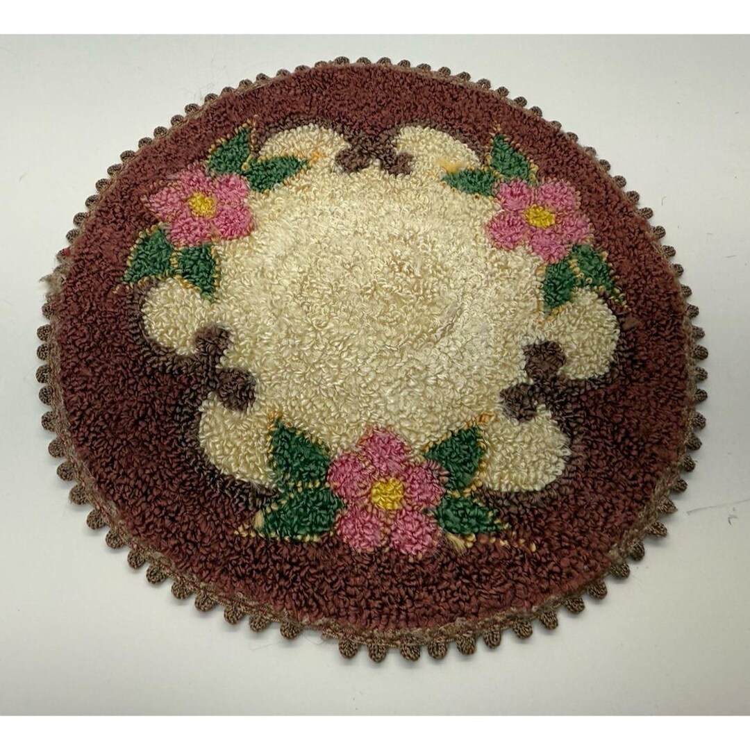 Vintage Hand Hooked Miniature Dollhouse Mini Rug Round Floral 6 Inch - Etsy