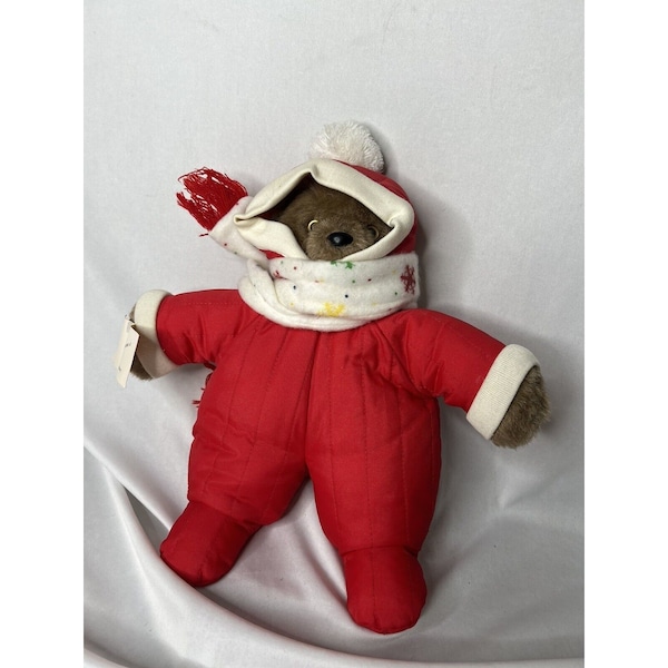 Heartline 1985 Zachary Stuffed Bear In Quilted Snowsuit 14” Plush Vintage