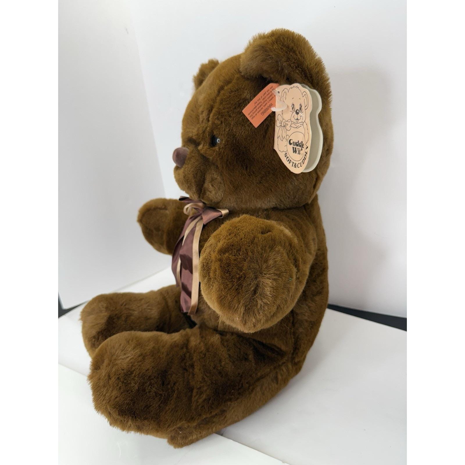 Cuddle Wit Teddy Bear Plush With Bow Stuffed Animal Dark Brown Tan ...