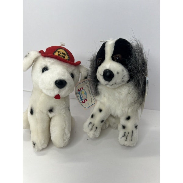 Vintage Soft Things Lot Of 2 Dalmatian And Spaniel Plush Puppy Dog Stuffed Tags