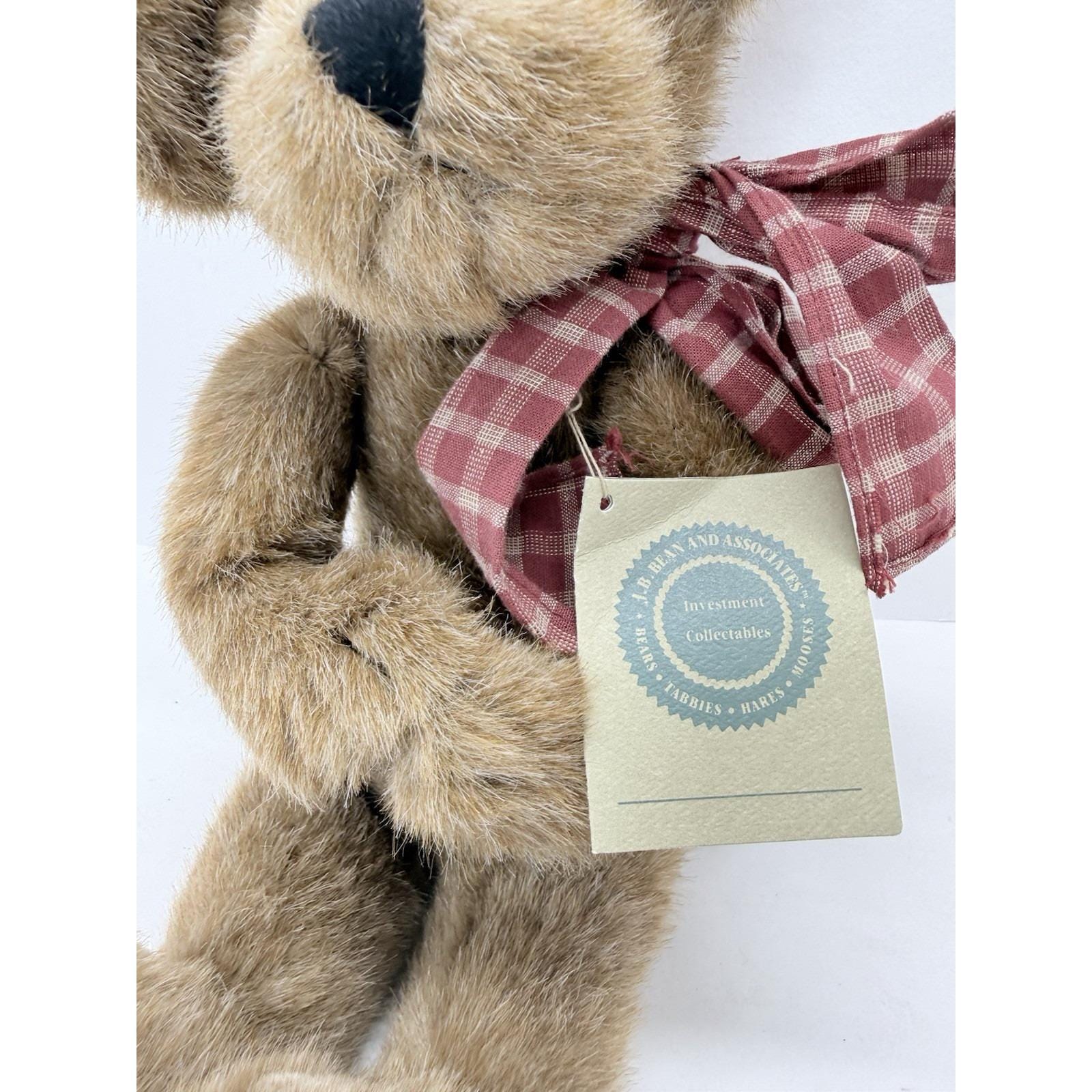 Boyds Bears Wilcox J Beansford Plush Teddy Bear 14” Plaid Bow Jointed ...