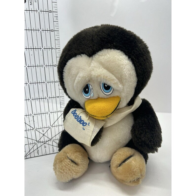 Vintage 1983 Boo Boo Penguin Applause Plush Cast on Broken Wing, Tear