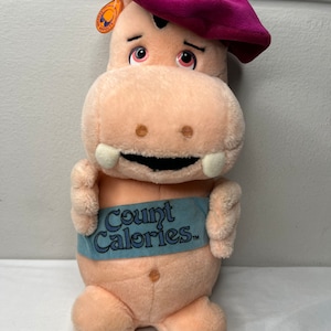 Vintage 1990s Special Effects Count Calories Hippo 12” Plush Mighty Star Rare