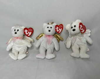 Choice of Ty Jingle Beans Beanie Babies Angel Bears Halo, Halo II, or Herald Christmas, Holiday, Winter themed Ornaments