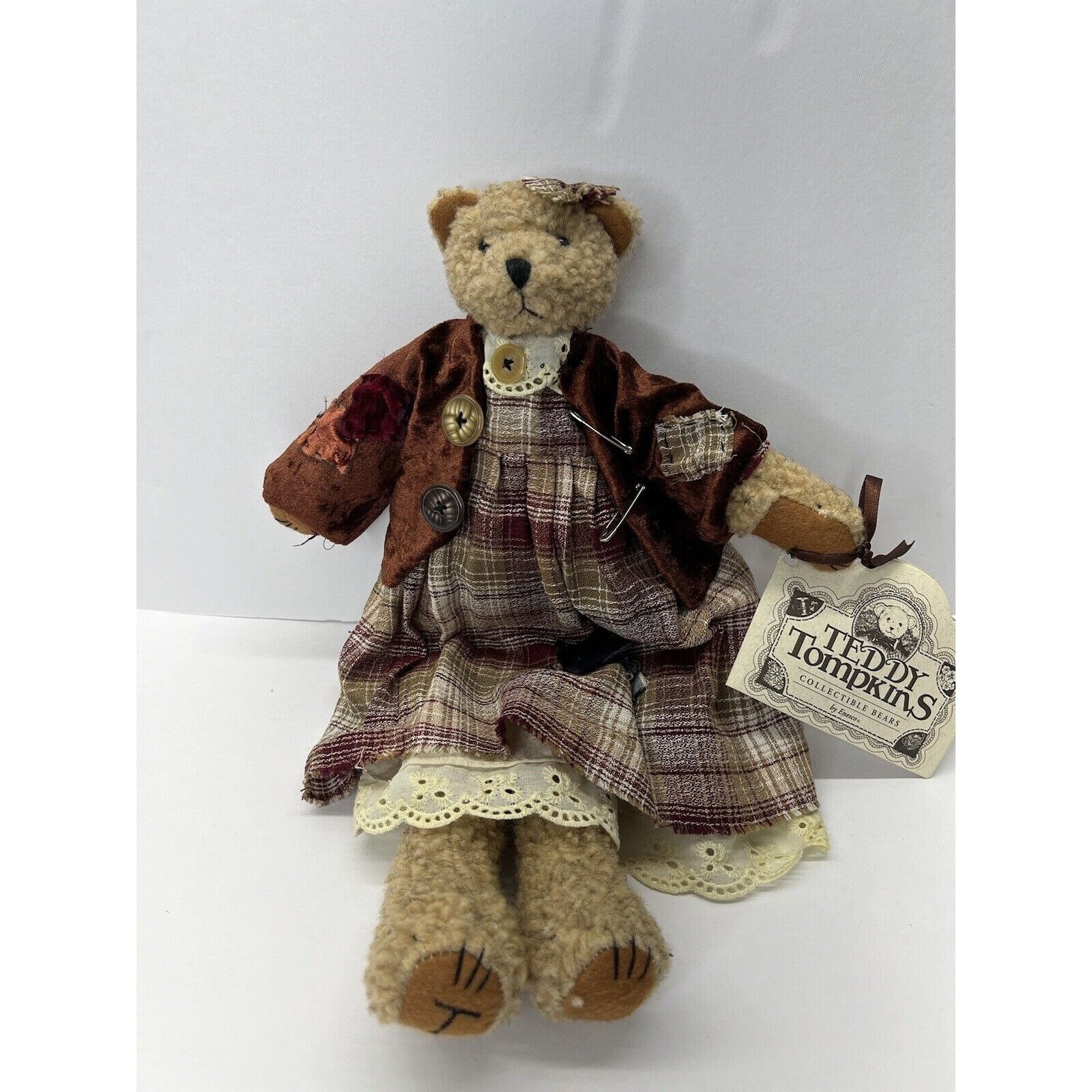 Vintage 1996 Enesco Teddy Tompkins anastasia the Teddy Bear in Dress With Tag Etsy