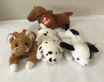 Ty Beanie Babies Choice Of Dogs and Cats Spot, Weenie, Sparky, Nip