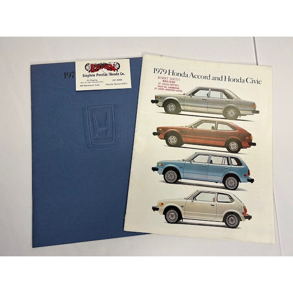 Lot Of 2 1979 Honda Civic and Accord Original Car Sales Brochure Catalog