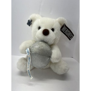 Vintage Applause 1987 Hershey Kiss White Teddy Bear 10&quot; Stuffed Plush Toy