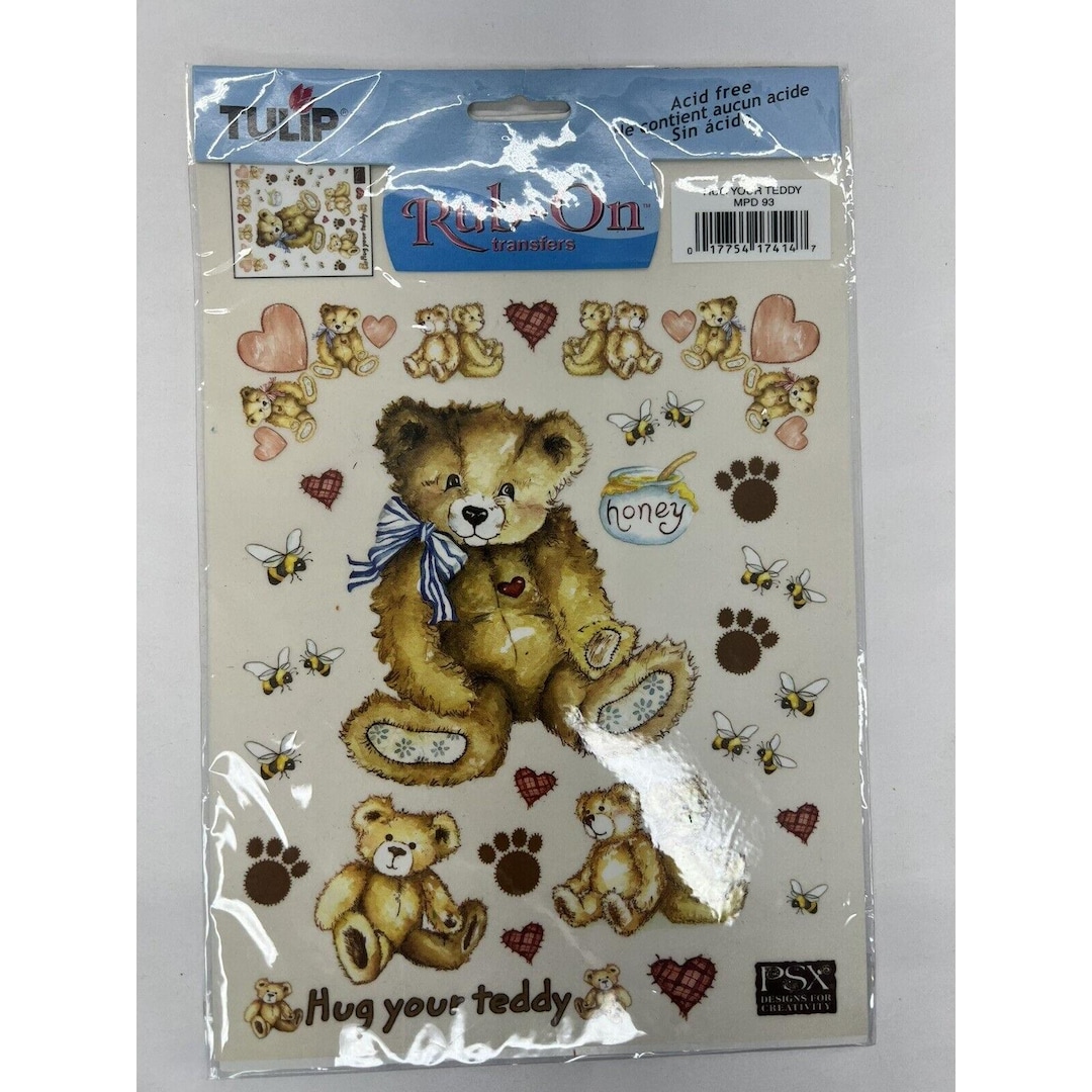 Tulip Premium Rub-on Transfers Hug Your Teddy Bear. NOS 2002 - Etsy