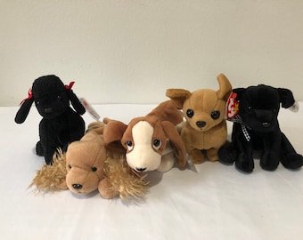 Ty Beanie Babies Choice of Dog Gigi, Spunky, Tracker, Tiny, and Luke