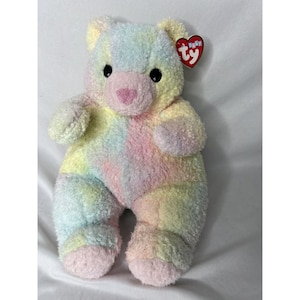 Ty Baby Bearbaby Rainbow Pastel Bear Plush Rattle 1999 Stuffed