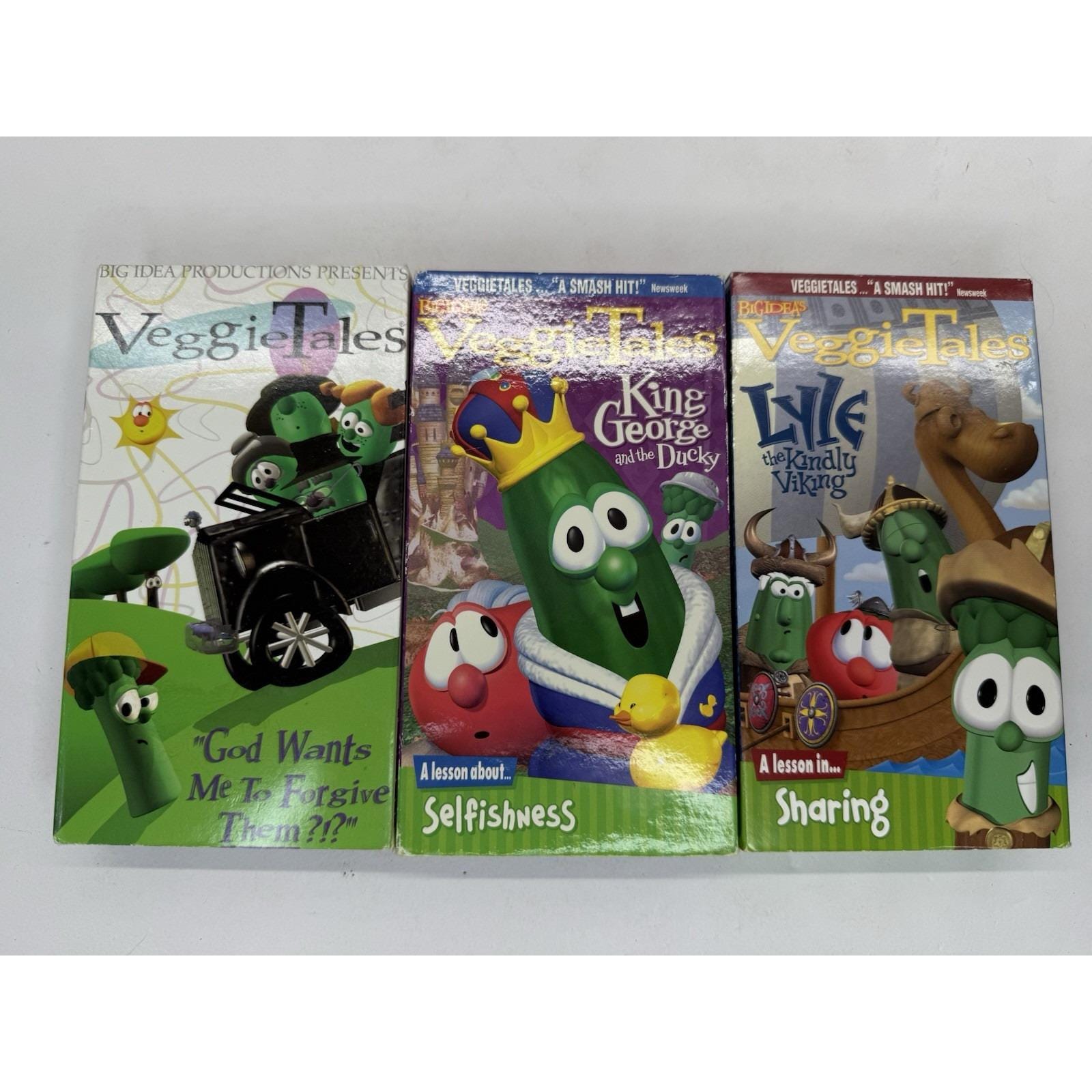 Veggietales VHS Lot of 3- King George Ducky, Lyle, God Wants Me to