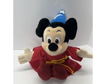 Vtg Disney Parks Mickey Mouse Wizard Fantasia Plush 12” Sorcerer Stuffed Animal