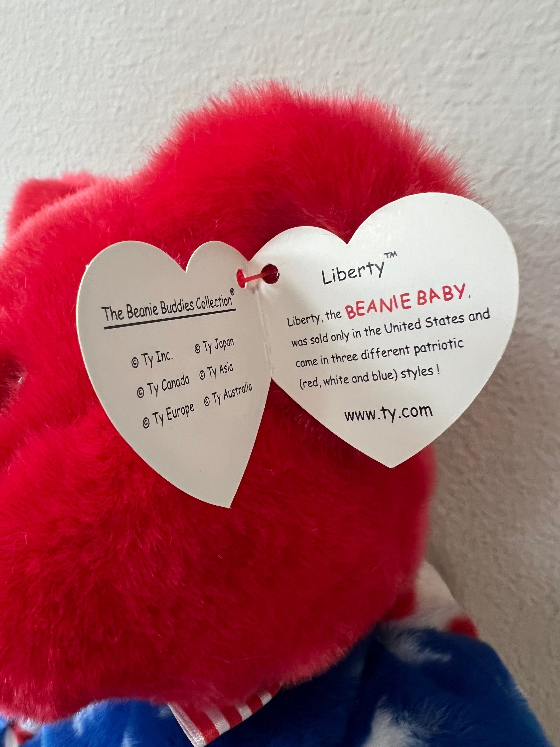 Ty Beanie Buddies Liberty the Bear With Red Face - Etsy