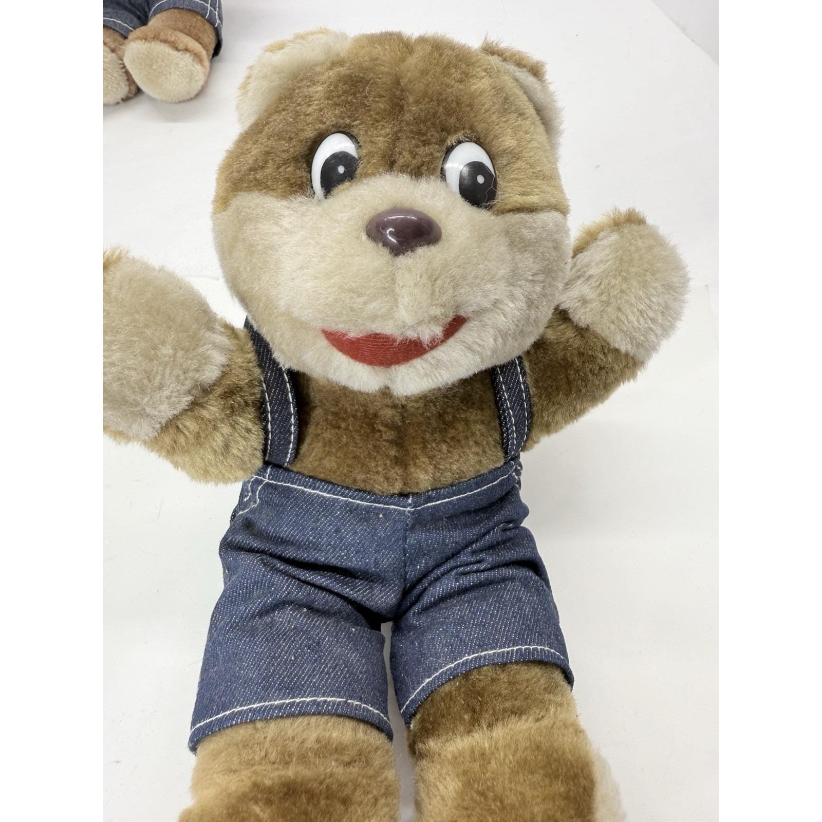 Vintage Lot of 3 Shoneys Bears Plush Red Shirt Denim Pants Stuffed