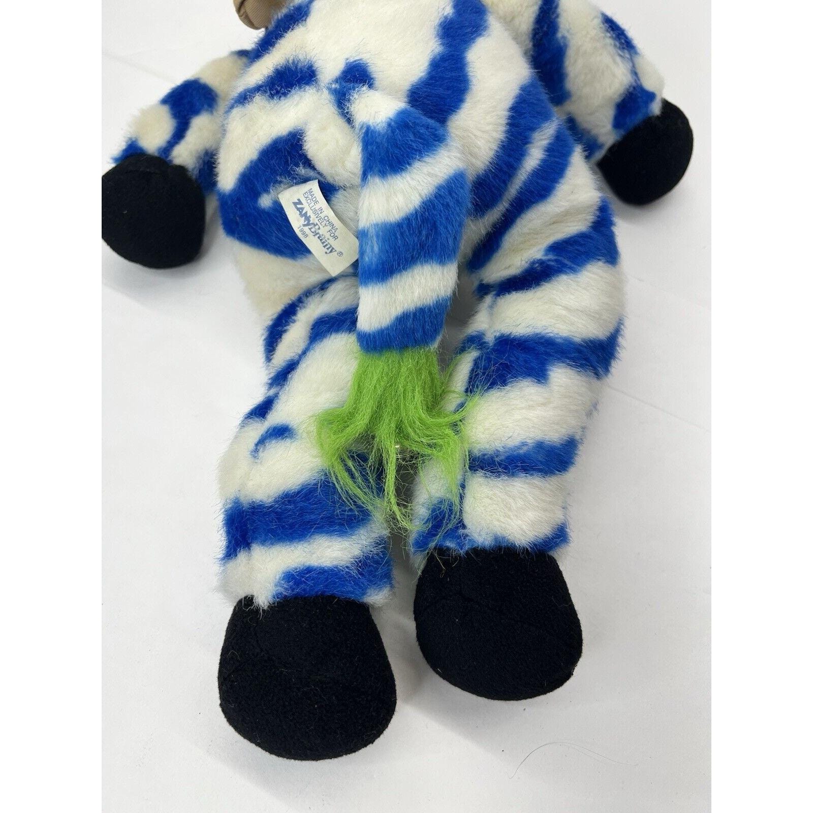 Zany Brainy Safari Blue Stripe Zebra Backpack 20