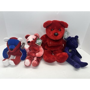 Al Salvino’s Bammers Lot Of 4 Bean Bag Bear Plush Stuffed Toy Baseball Vintage