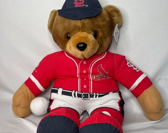 Vintage MLB St Louis Cardinals Good Stuff Teddy Brown Bear 1998 Plush Tags 27”