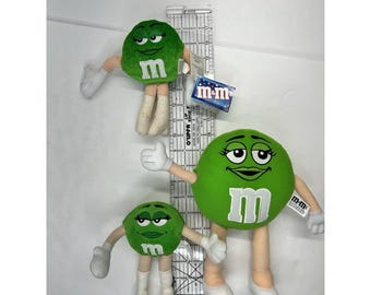 Vintage M&ms Lot of 3 Green Plush Toys Stuffed Candy Bean