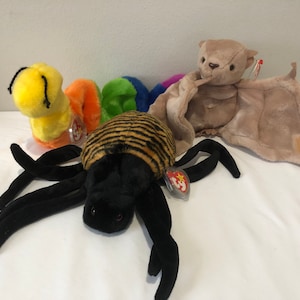 Ty Beanie Buddies Choice of Insects Batty the Bat, Inch the Worm, Spinner the Spider