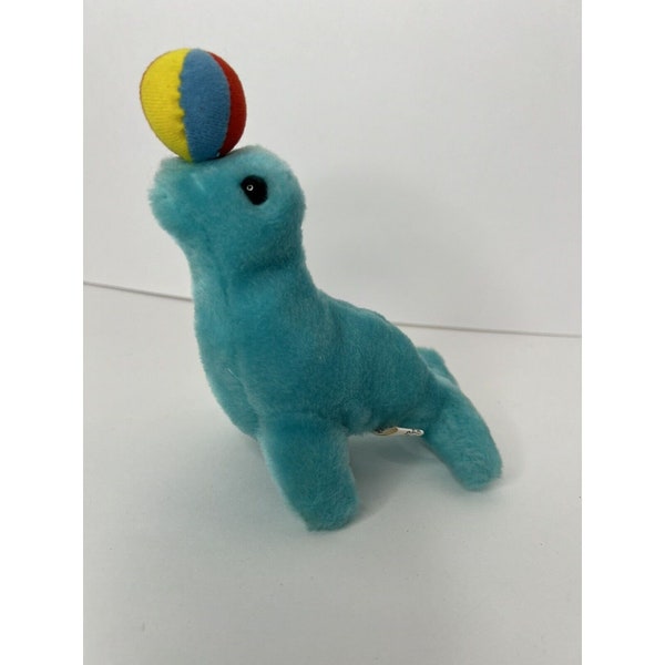 Vintage Party Plush Blue Seal with Ball Plush 6inch Stuffed Animal Circus