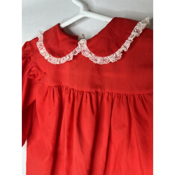 Vintage Bryan Red And White Lace Baby Girl Collar… - image 2