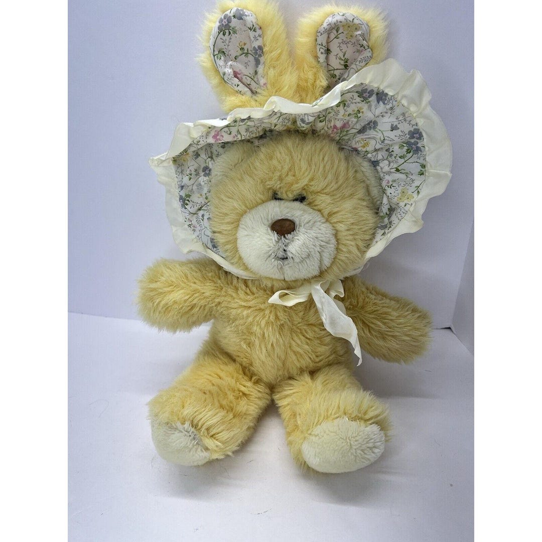 レア★セット★ Bunny & Bear ★ suit Vintage 1988 Summit Collection Yellow Bear Bunny Ears Bonnet