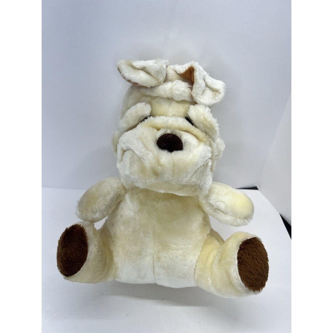 いぬ Vintage 1985 ACME Cream Dog Plush 14” Stuffed Animal Beige Puppy