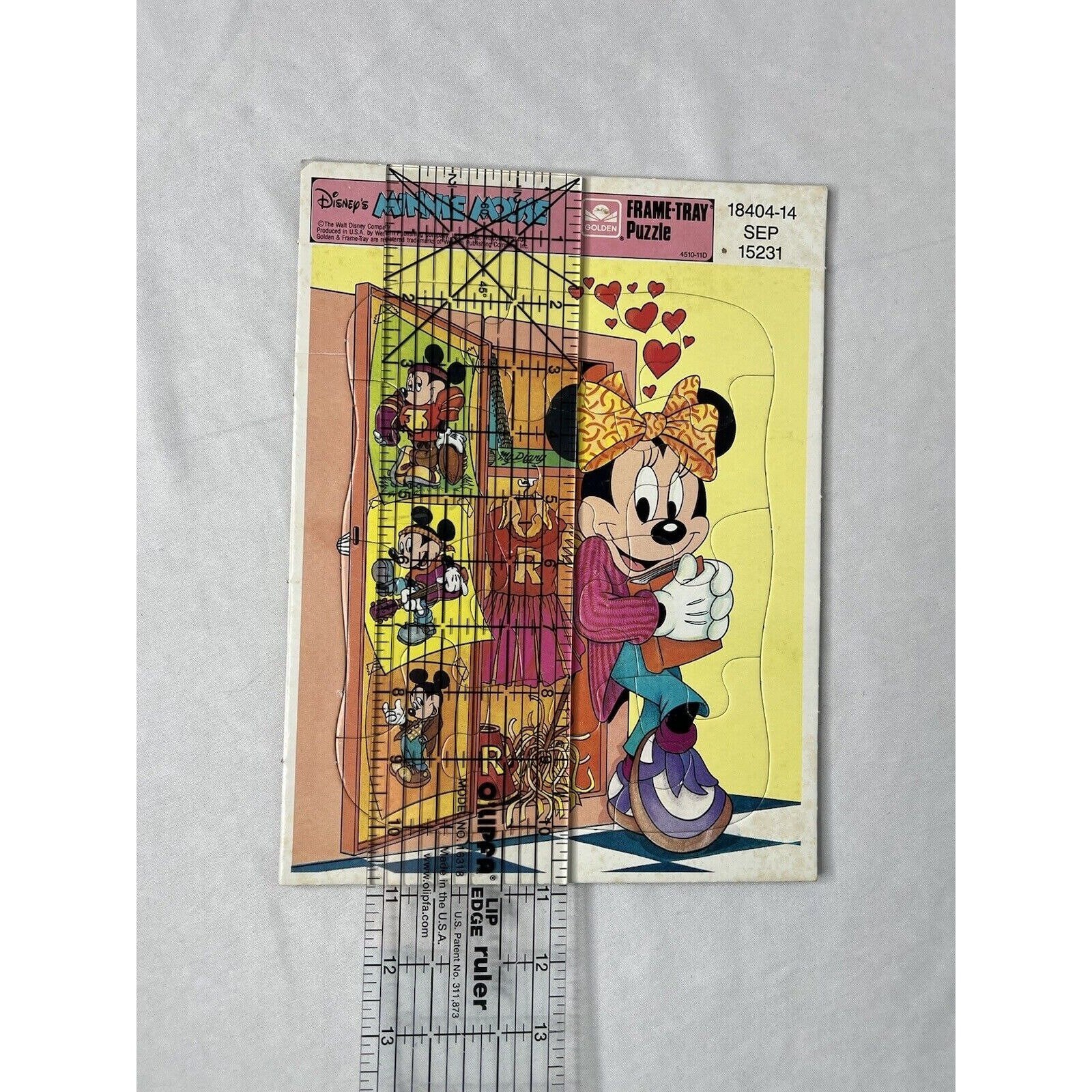 Vintage Walt Disney Minnie Mouse Locker Mickey Golden Frame Tray