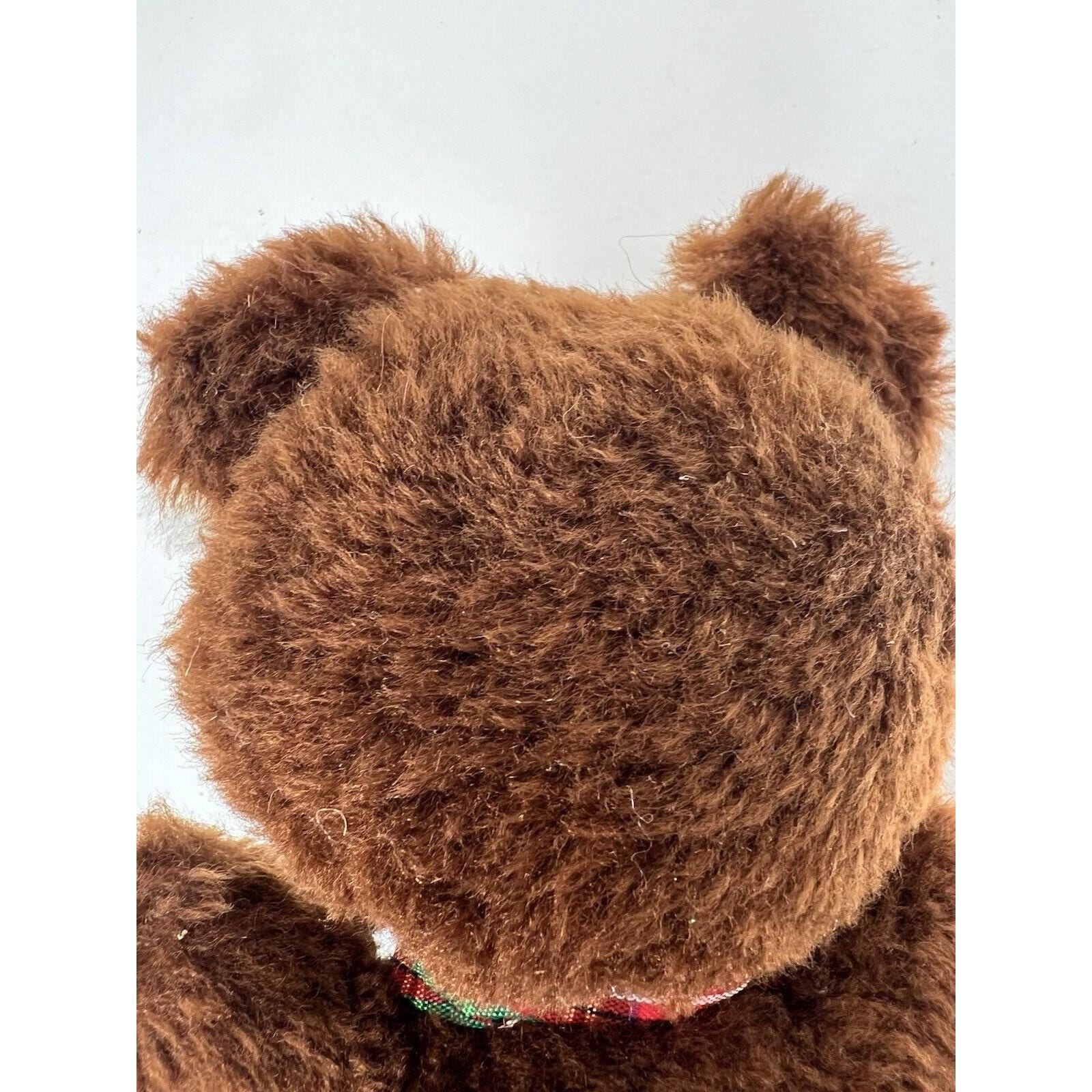 Vintage Teddy Bear 80's Brown 7 Inch Stuffed Plush Animal Toy Plaid ...