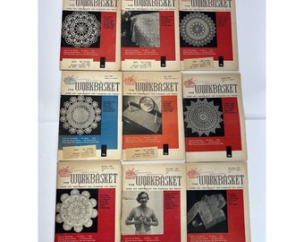 9 Issues 1957 The Workbasket Home Arts Magazines Lot Needlecraft Knitting