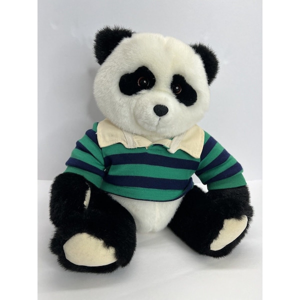 Gund Lands End Ping Rugby Panda Bear Plush 12 Inch Striped Shirt Vintage 1992