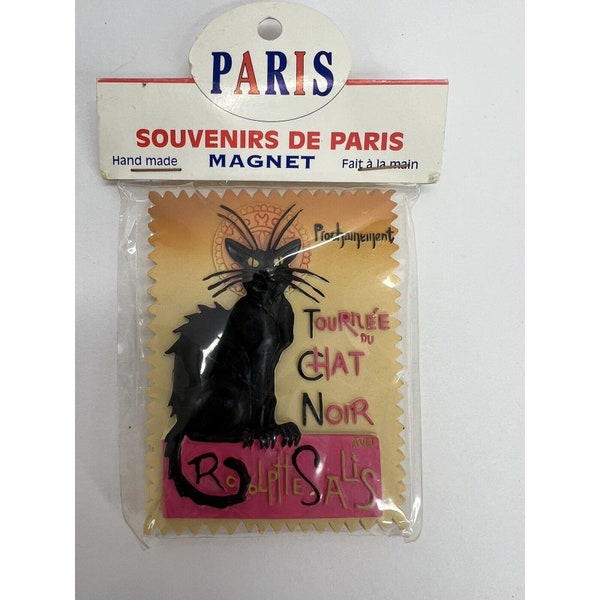 Vintage Fridge Magnet Black Cat 3D  La Tournee Du Chat Noir Paris France New