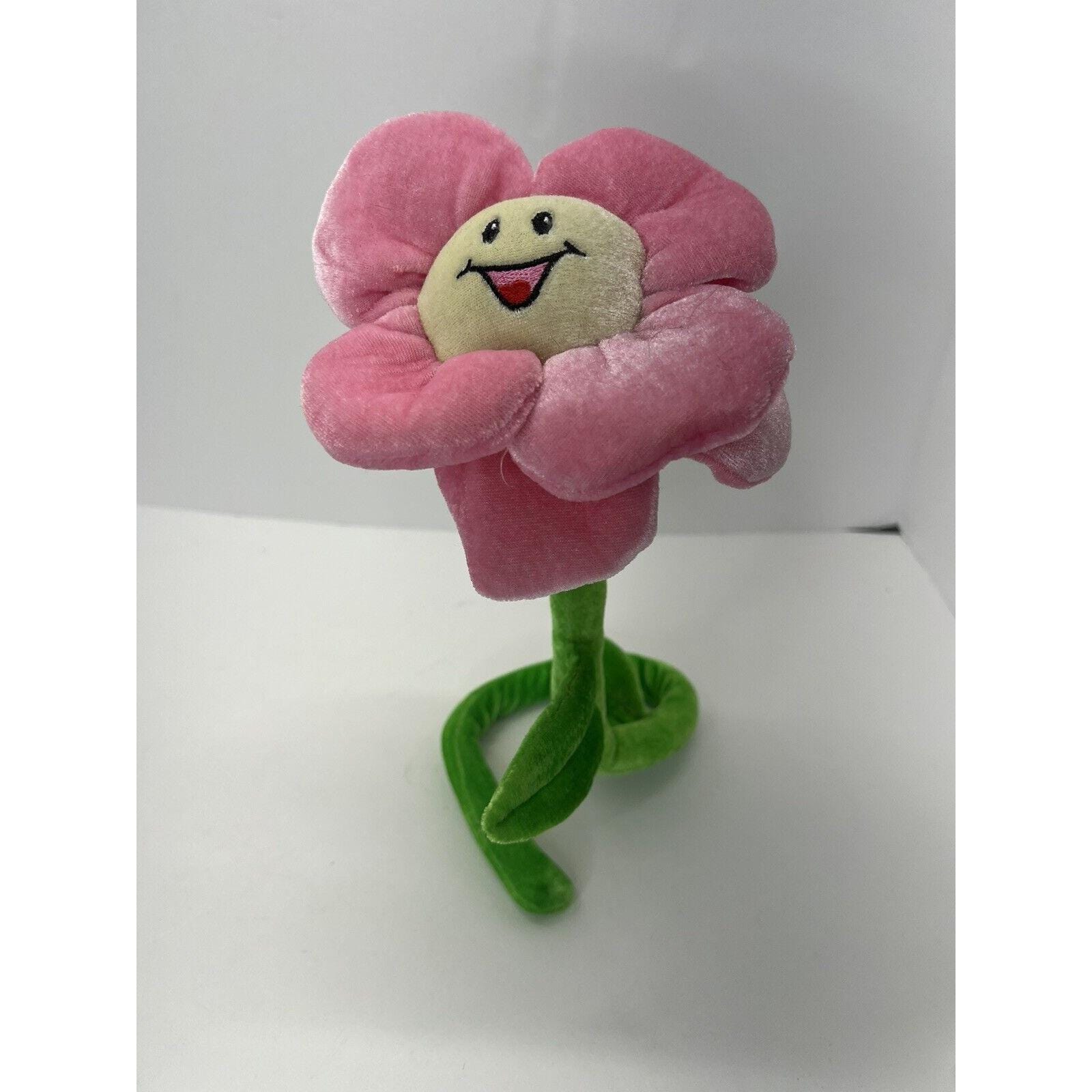 Vintage Plush Flower Stand Alone Bendable Stem Pink 24