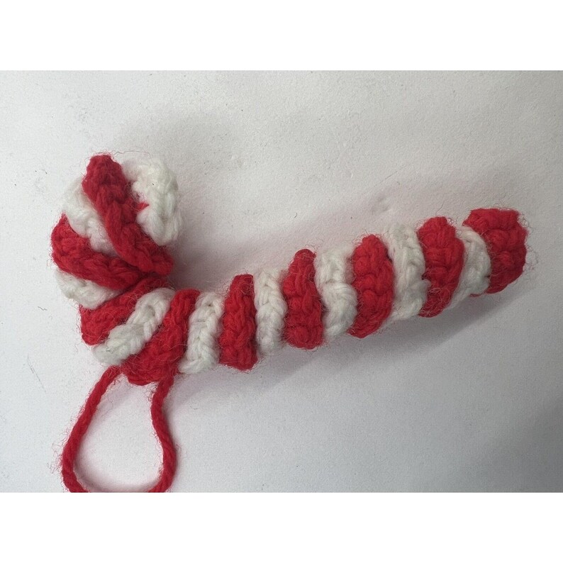 Handmade Crochet Knit Yarn Ornaments Set of 3 Candy Canes and Stocking ...