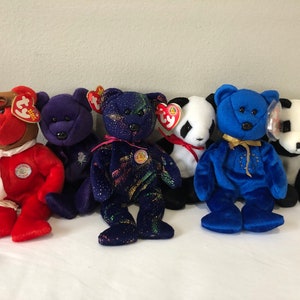TY Beanie Babies choice of bears, Princess, Fortune, Bearon, Unity, Comet, Mandy