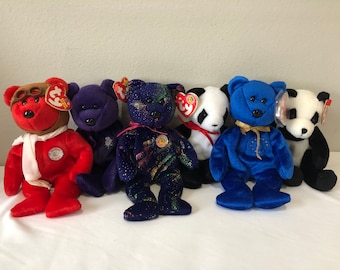 TY Beanie Babies choice of bears, Princess, Fortune, Bearon, Unity, Comet, Mandy
