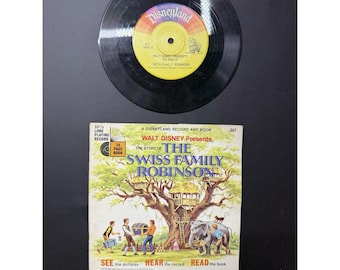 Vintage 1971 Walt Disney Swiss Family Robinson Book and 33-1/3 RPM Record