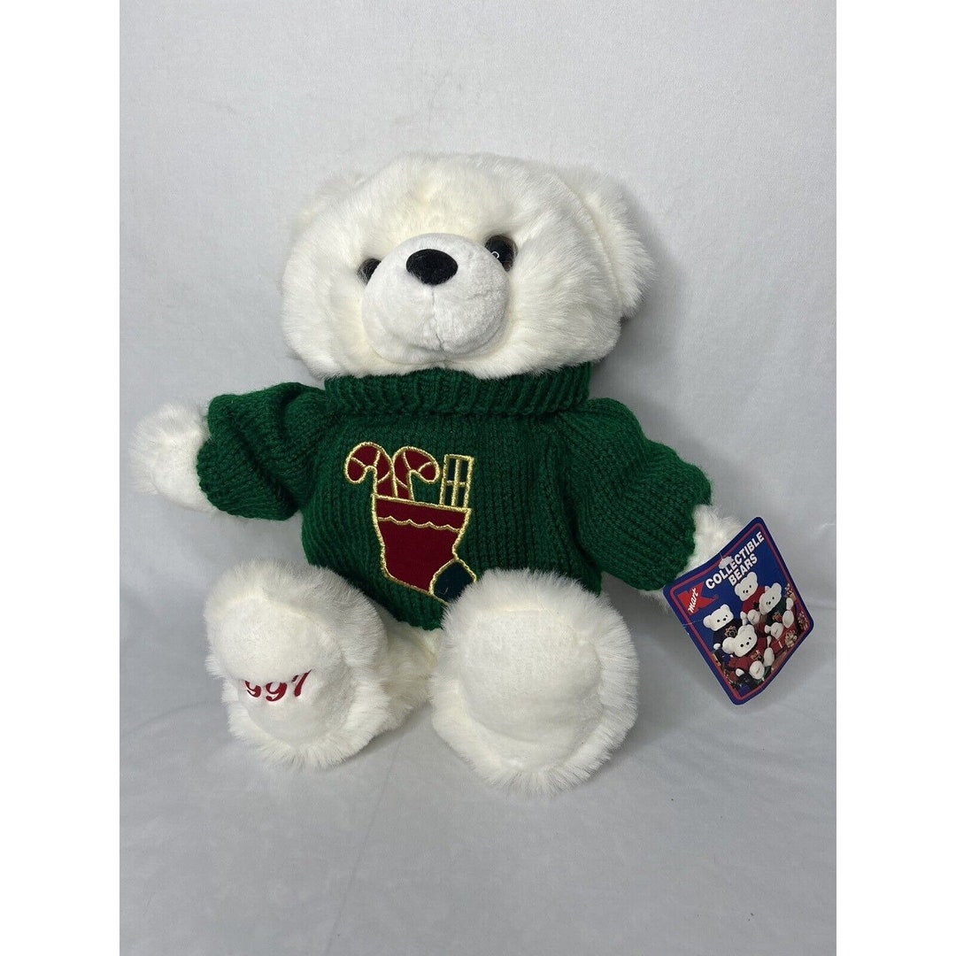 Kmart Collectible Christmas Bears W Green Stocking Sweater Etsy