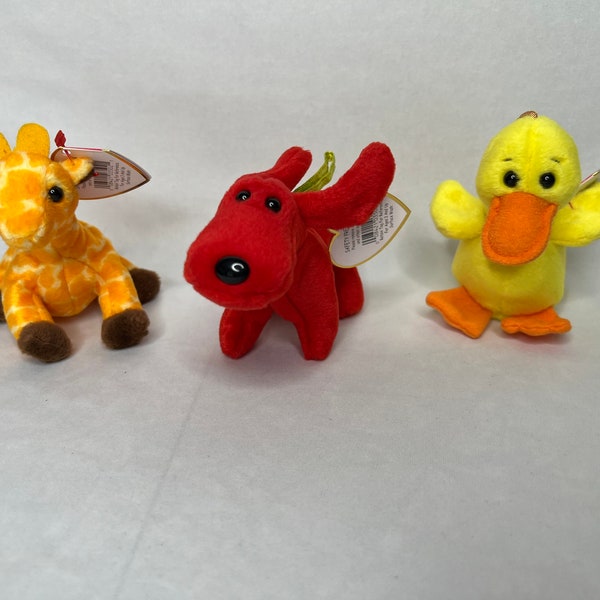 Choice of Ty Jingle Beans Beanie Babies Twigs the Giraffe, Rover the Dog, or Quackers the Duck Christmas, Holiday, Winter themed Ornaments