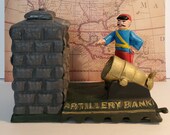 VTG 39 Artillery Bank 39 Rare Cast-Iron Mechanical Bank, Collectible Functional Great Gift For Dad Office Decor Cool Paper Weight